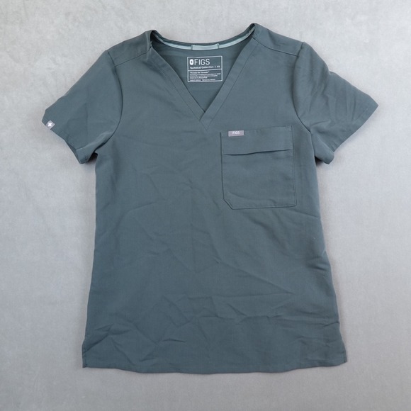 FIGS Scrub Top Womens Green Technical Collection V Neck Pocket Size XS - Picture 1 of 7